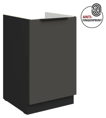 Produktbild von Küchen Spülenunterschrank 50 cm Küche ARIA Graphite ultra matt + Schwarz matt, hochwertige Fronten mit Anti Fingerprint Beschichtung Küchenzeile Küchenblock