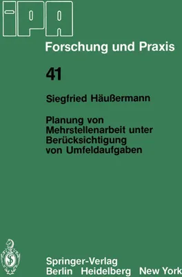 Produktbild von Planung von Mehrstellenarbeit unter Berücksichtigung von Umfeldaufgaben