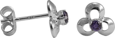 Produktbild von 925 Sterling Silber Ohrstecker Blüte mit Zirkonia in verschiedenen Farben Farbe - Lila