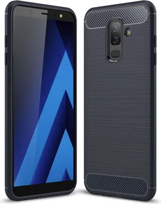 Produktbild von Samsung Galaxy A6 Plus 2018 Hülle Silikon Blau Carbon Optik Case TPU Handyhülle Bumper 211773
