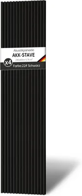 Produktbild von Akustikpaneele Holz 240x60 cm (4er-Set 5,76 m?) - Akustik Paneele & Holzpaneele Wand für Schallschutz | 3D Paneele Wand als Wandverkleidung Innen für Wohnzimmer & Büro(Schwarz)