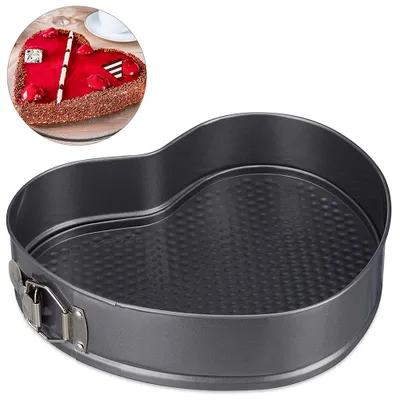 Produktbild von Herzspringform, Ø 18 cm Special Creative Herz-Backform Marken-Backform, für das Backen mit Liebe, ein großes Herz für Lieblingsmenschen, Menge: 1 Stück, Farbe: schwarz