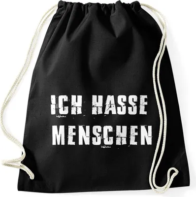 Produktbild von Turnbeutel Ich hasse Menschen Spruch Moonworks® schwarz unisize