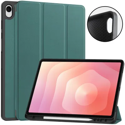 Produktbild von Samsung Galaxy Tab S12 Plus Hülle - Coverup Tri-Fold Ständer Klapphülle mit Schlaf/Wach-Funktion und Stylushalter - Grün