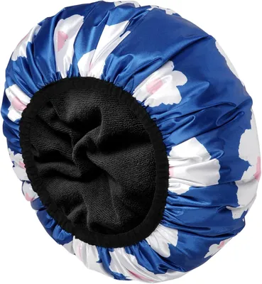Imagen del producto de Gorro de ducha impermeable de tres capas, extra grande, de microfibra, ideal para cabello largo