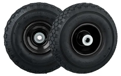Immagine prodotto di Ruota per carrello a mano Relaxdays 3.00-4, set da 2, ruota completa con pneumatico e cerchio in acciaio, per asse da 16 mm, 100 kg, nera