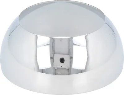 A chrome-plated cap for a faucet.