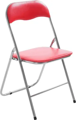 Immagine prodotto di Sedia pieghevole comfort - Sedia pieghevole - Sedile imbottito confortevole, portata 115 kg | Colore: rosso/argento