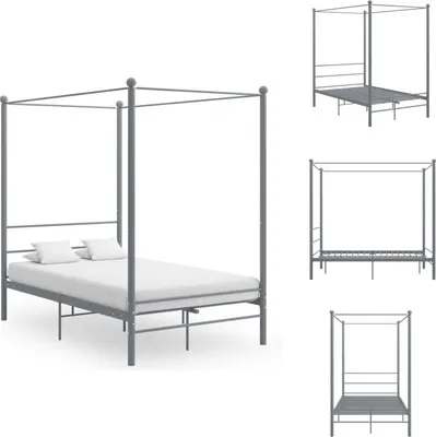 Obrázek produktu pro vidaXL Postel se stříškou šedá kovová 120x200 cm - Postele a válendy