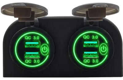 Produktbild von ProRide 12V USB-Steckdose 4 Ports mit Schalter QC3.0, Grün, Auto/Boot