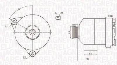 Produktbild von MAGNETI MARELLI 063731872010 Lichtmaschine Generator LiMa 120A 12V passend für MERCEDES-BENZ E-Klasse Limousine (W211) C-Klasse Limousine (W203) VIANO