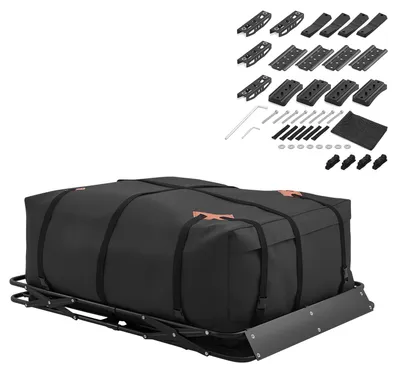 Zdjęcie produktu dla Koszyk dachowy SucceBuy 1295 x 914 x 102 mm z mechanizmem składania, nośność do 90,72 kg, odporny na warunki atmosferyczne, składany koszyk dachowy ze stopu stali, odpowiedni do SUV-ów i pickupów