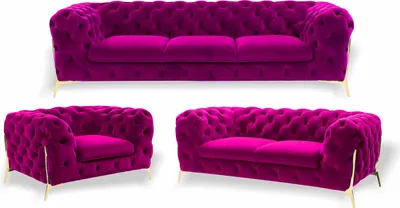 Produktbild von Designer Chesterfield Sofagarnitur Sofa Couch Polster Set in Samt 3+2+1 Sitzer