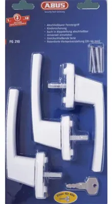 Zdjęcie produktu dla ABUS FG210 W, Klamka blokująca okno, Biały, Monochromatyczny, Zamek cylindryczny, 3 szt.