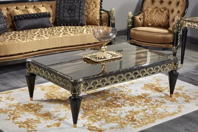 Zdjęcie produktu dla Casa Padrino barokowy stolik kawowy czarny / złoty 140 x 90 x h. 45 cm - stolik do salonu w stylu barokowym