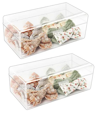 Productafbeelding van Opbergbox voor haaraccessoires, transparant, set van 2, met compartimenten, voor de badkamer