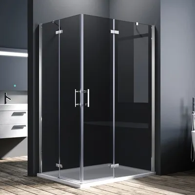 Produktbild von Duschkabine falttür 120x90x195cm Eckeinstieg Bad Eckdusche Pendeltür Falttür Nano Glas Drehfalttür
