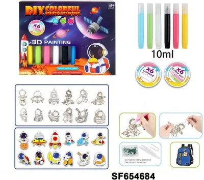 Obrázok produktu pre 3D Diy Maľovacia Sada, 6 Farieb + Prívěsek
