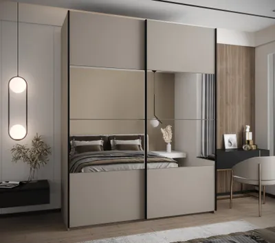 Produktbild von Zweitüriger Kleiderschrank SAMARA 4 - 190 cm, Kaschmir/Schwarz