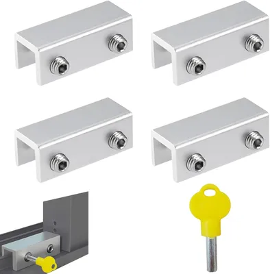 Produktbild von Verstellbare Schiebefensterschlösser 4 Stück, Sicherheits- und Einbruchschutz, mit Schlüssel, für