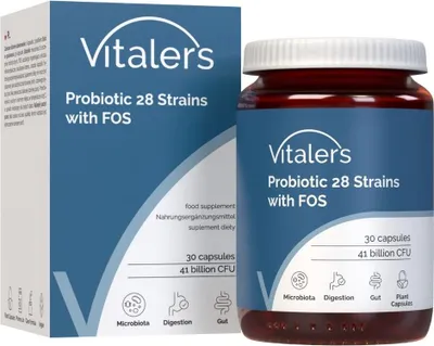Obrázok produktu pre Probiotikum Vitaler 28 kmeňov s FOS 30 kapsúl – vegánske, čisté zloženie, bez plnidiel, podpora trávenia