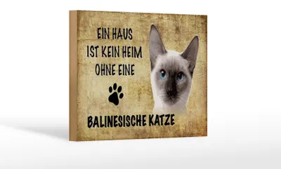 Produktbild von Holzschild Spruch 18x12cm Balinesische Katze ohne kein Heim