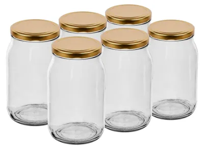 Produktbild von Gläser mit Deckel für Gläser - Einmachgläser - Einmachgläser mit Schraubdeckel 82 mm - Marmeladengläser - Einmachgläser 900 ml - Honiggläser - Gurkengläser – Einlegen - 4 Stück