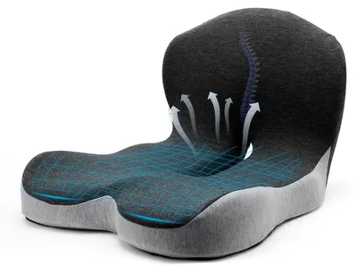 Produktbild von Orthopädisches Sitzkissen, Steißbeinkissen, Ergonomisches Sitzkissen, Lendenwirbelstützkissen, Großes Autositzkissen aus Memory-Schaum, Steißbeinpolster für Bürostühle und Autositze