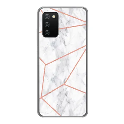 Produktbild von MuchoWow® Handyhülle Schutzhülle Hülle für Samsung Galaxy A03s Marmor - Roségold - Weiß Silikon Softcase Handy Hülle - Schutz