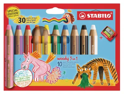Immagine prodotto di STABILO EO880/10-3 STABILO penna multitalento in legno 3 in 1, confezione da 10 30 anni