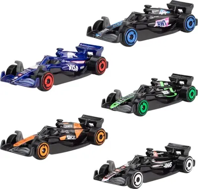 Immagine prodotto di Hot Wheels F1 2024, set da 5, auto da corsa di Formula 1, McLaren, Alpine, Visa Cash App RB, Sauber, Haas, veicoli Die-Cast