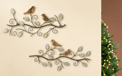 Produktbild von Gilde Wandrelief, Vogelmotiv, Metall, braun, goldfarben, L. 1 cm, B. 50 cm, H. 24 cm 68560 4009079685602 2 Stück (2-fach sortiert)