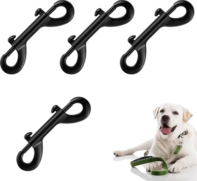 Produktbild von Doppel Karabinerhaken, 4 Stück Robusten Doppelkarabiner Bolzenschnapper Ketten Schnapphaken, Doppelhaken Karabiner Doppel Ended Bolzen Zinkdruckguss Vernickelt, Schwarz