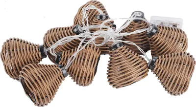 Produktbild von Rattan-Lichterkette, 10-tlg LED-Kugeln, Deko für Hochzeit, Wohnzimmer & Garten