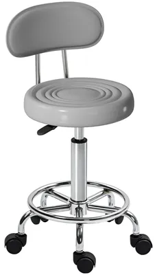 Produktbild von HOMCOM Rollhocker höhenverstellbar Drehhocker Drehbar Salon Hocker mit Lehne