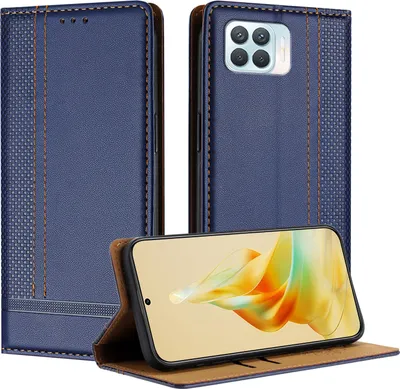 Image de Etui pour OPPO A93 4G étui en cuir avec fonction stand bleu