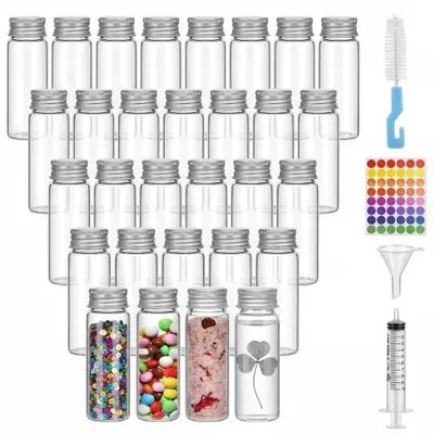 Immagine prodotto di Set di 30 provette in vetro trasparente da 50 ml, complete di tappo