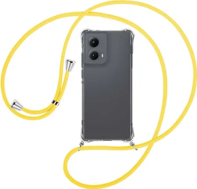 Produktbild von Handykette Backcover-Schutzhülle mit Band (Metall silberfarben) für Motorola Moto Edge 5G (2024) - gelb