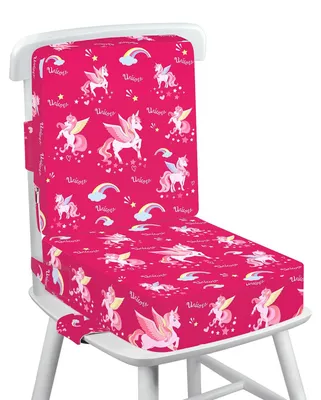 Productafbeelding van Kinderstoel met rugleuning en verstelbare veiligheidsgordel - Eenhoorn design