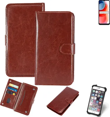 Produktbild von K-S-Trade 360° Hülle kompatibel mit Motorola Moto G Play (2021) braun Kunstleder Case BookCase WalletCase Kunstlederederhülle Handyhülle,