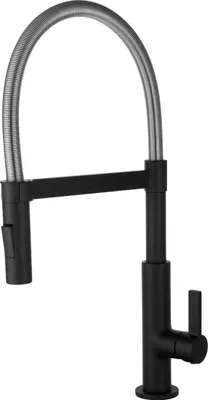 Produktbild von sanicomfort Küchenarmatur BUDAPEST schwarz matt – Einhebel-Spültischarmatur mit flexiblem Auslauf – Wasserhahn für Küche oder Spüle, modern & robust
