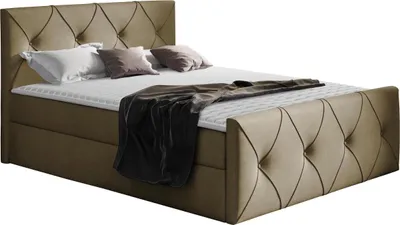 Produktbild von MIRJAN24 Boxspringbett Crystal Lux, Stilvoll Doppelbett, Bett mit zwei Bettkästen, Schlafzimmer (Farbe: Zetta 291, Größe: 140x200 cm)