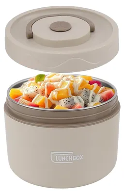 Produktbild von Thermobehälter Essen 550ml Warmhaltebehälter Thermoschüssel mit Deckel 304 Edelstahl Weithals Auslaufsicher Suppen Lunch Thermobecher Weiß