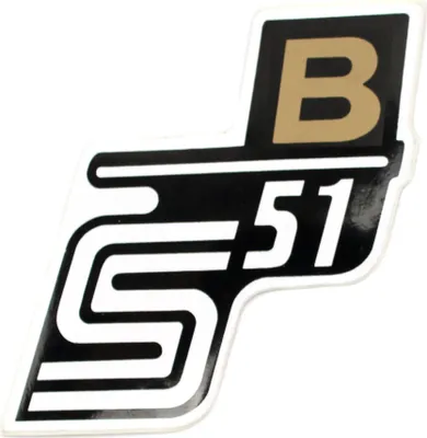 Produktbild von 1x Aufkleber, Sticker Simson S51 B in Gold Weiß Schwarz, Beklebung für Seitendeckel links oder rechts