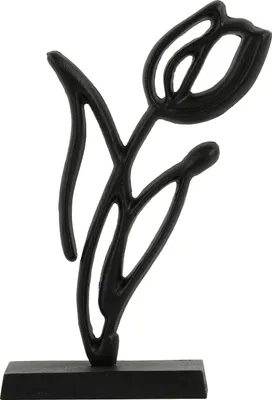Produktbild von Deko-Tulpe - Schwarz matt - Metall - H 35 cm
