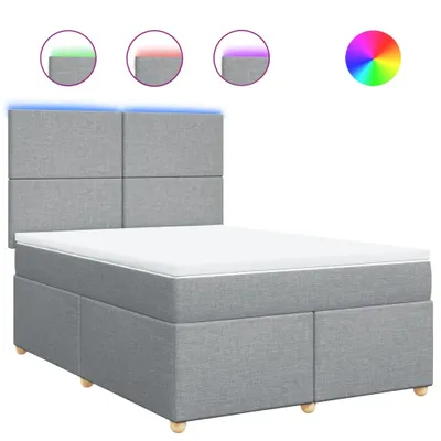 Produktbild von Boxspringbett mit Matratze Hellgrau 140x190 cm Stoff