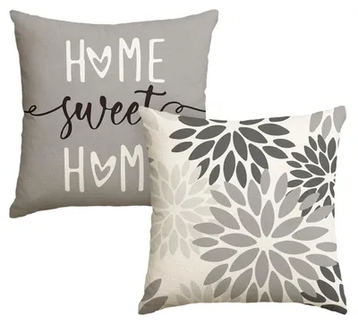 Produktbild von Set aus 2 Kissenbezügen mit Dahlienblütenmotiv, 45x45 cm, dekorative Kissenbezüge für Sofa und Wohnzimmer.