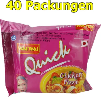 Produktbild von Wai Wai Pizza Chicken 40er Pack (40 x 75g) instant Nudeln Asia Nudelgericht