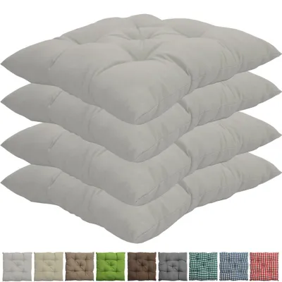 Produktbild von Stuhlkissen Genua 38x38 cm 4er Pack Sitzkissen mit Steppung, Farbe:Weiß