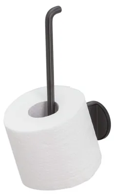 Image de Porte-rouleaux de papier toilette Tiger Tune, fixation sans perçage grâce au film adhésif intégré, possibilité de fixation par vis, métal noir brossé/noir, 54 x 230 x 94 mm